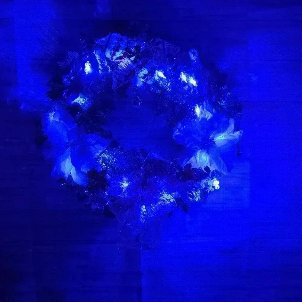Homemade Hanging Christmas wreath with lights